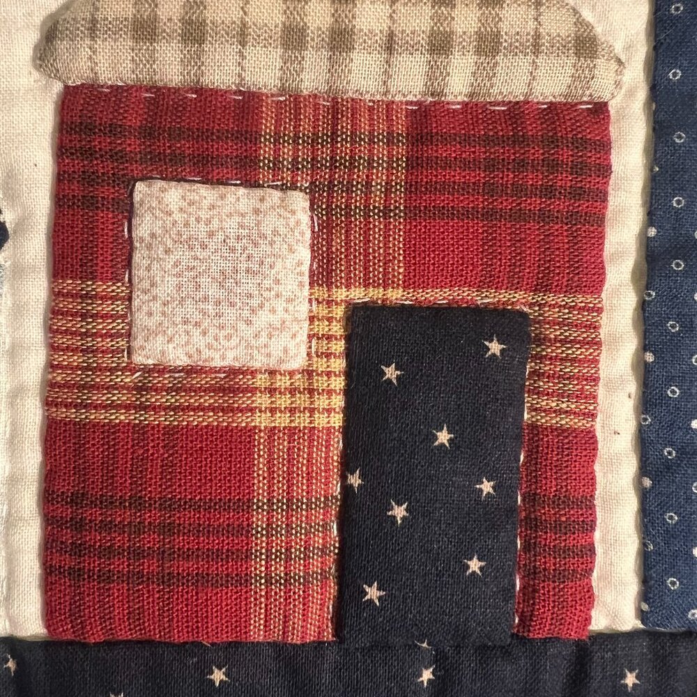 Handcrafted Quilted & Appliquéd Folk Art Village Table Runner / Table Topper - Picture 12 of 15